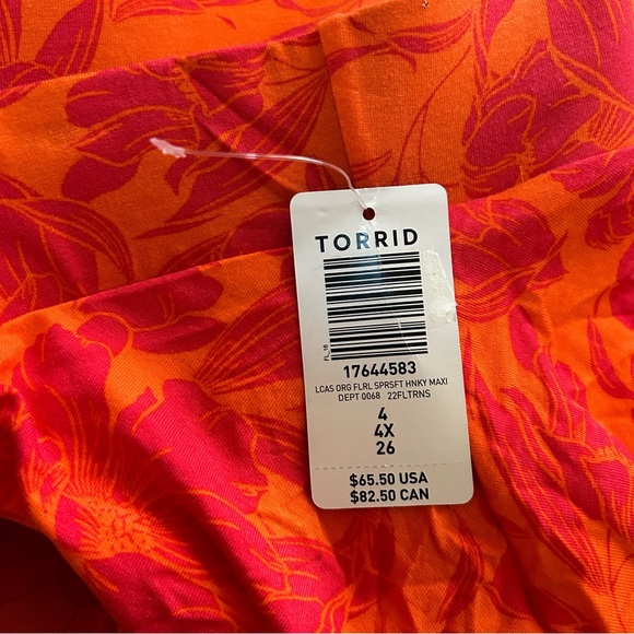 Torrid Handkerchief Hem Skirt - Super Soft Floral Orange - 4X - Picture 5 of 7